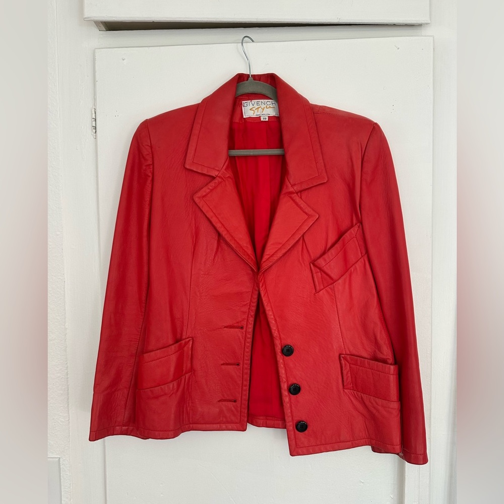 Vintage Givenchy Women's Red Leather Blazer